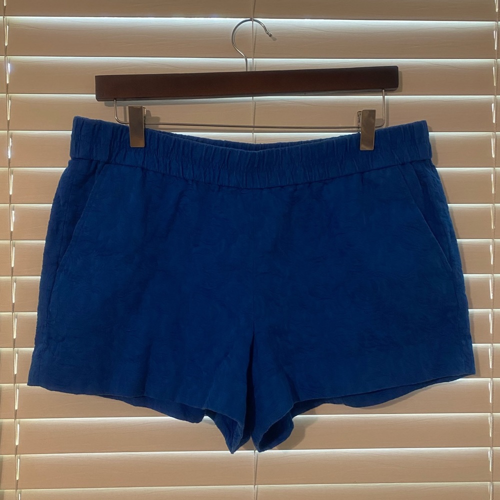 JCrew blue size 10 jacquard fabric elastic waist shorts